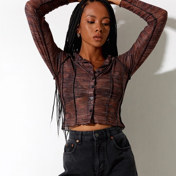 Motel Rocks Brown Blouse Small - Picture 1 of 3